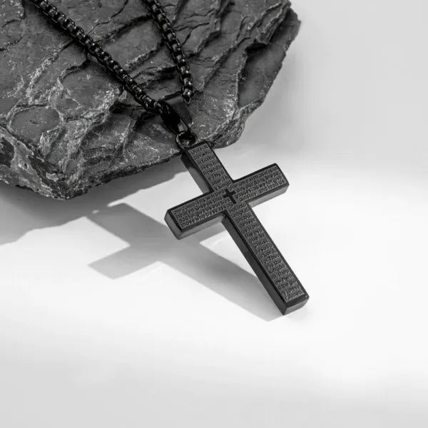 ✝️Lord's Prayer Scibble Cross Necklace