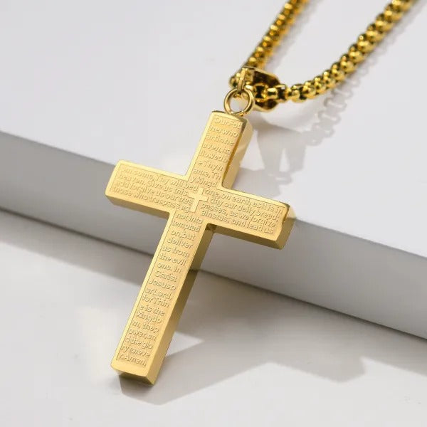 ✝️Lord's Prayer Scibble Cross Necklace
