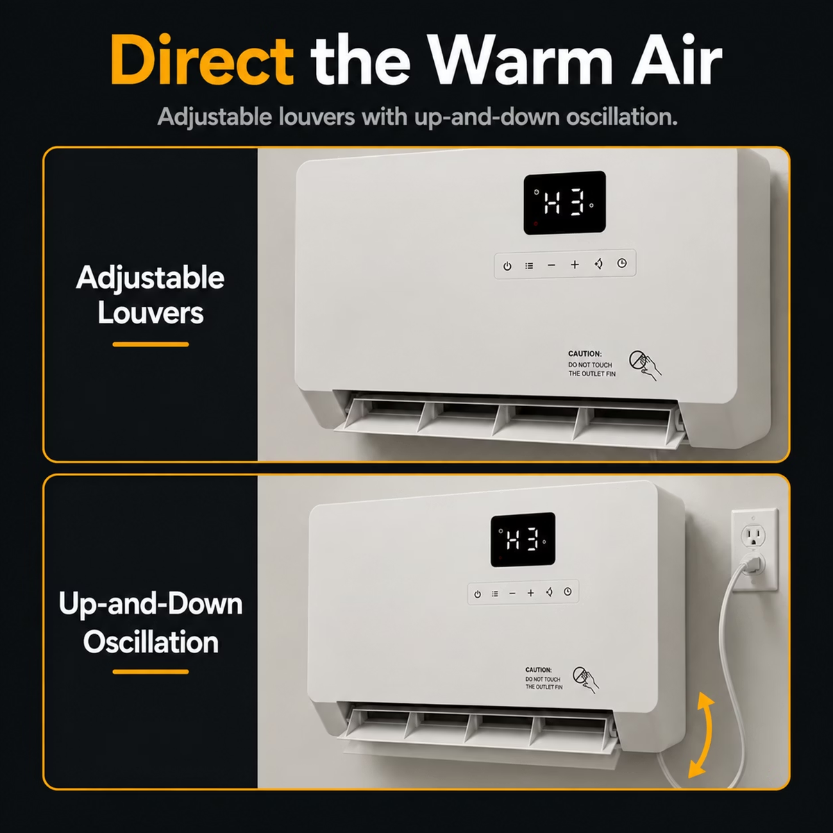 Smart Wall Heater, 1500W Fast Heating Electric Space Heater for Indoor Use