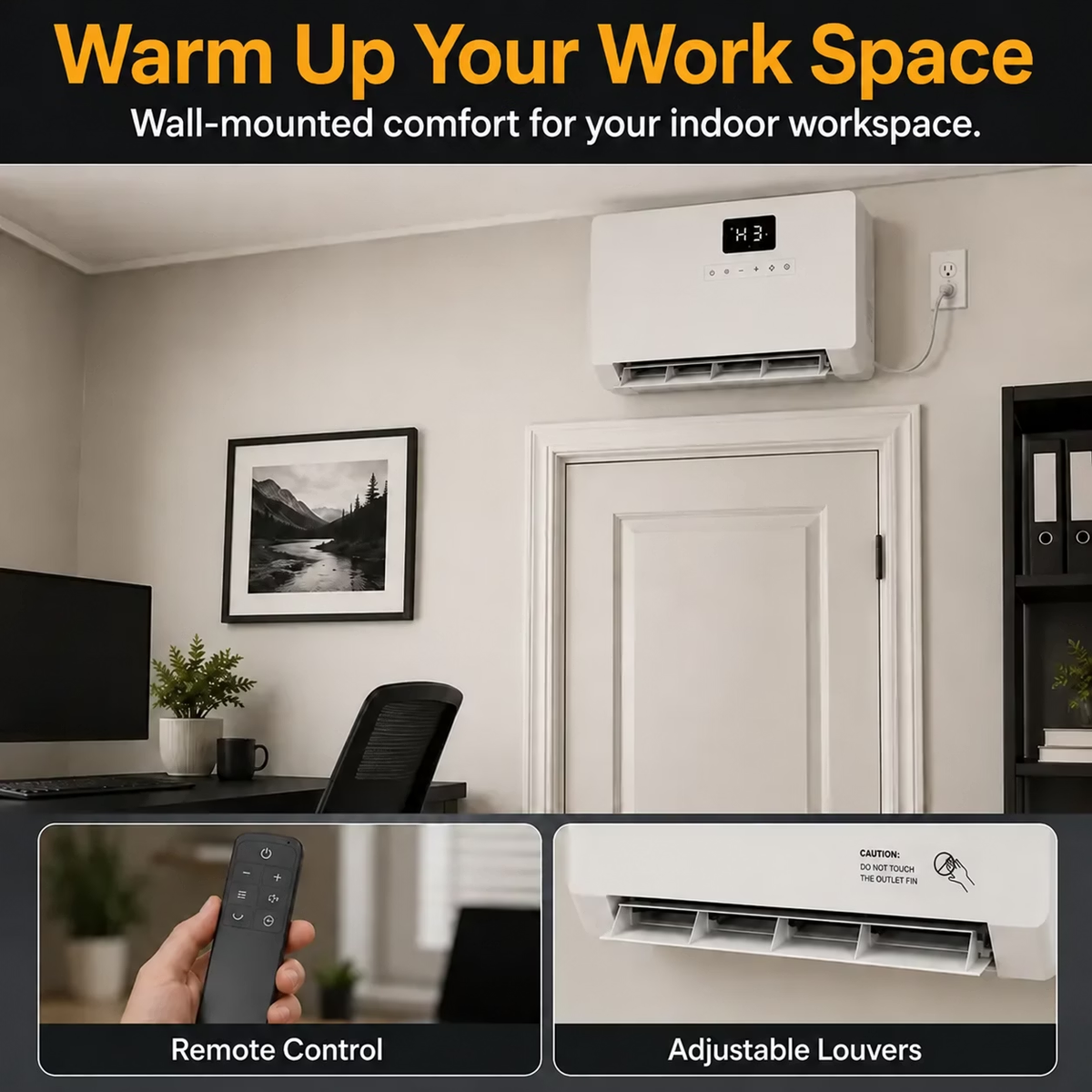 Smart Wall Heater, 1500W Fast Heating Electric Space Heater for Indoor Use